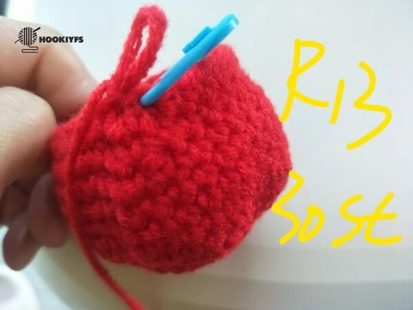 30 stitches for round 13 for apple crochet