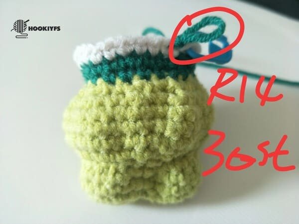 30 stitches for round 14 for crochet frog pattern