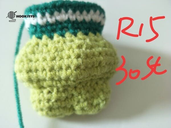 30 stitches for round 15 for crochet frog pattern
