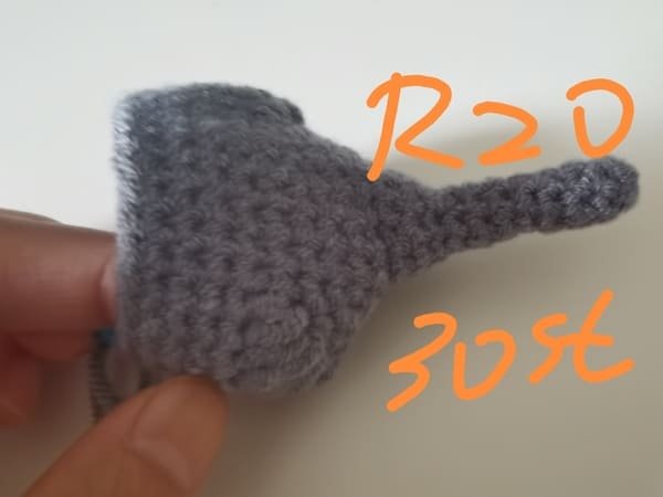 30 stitches for round 20 for elephant crochet