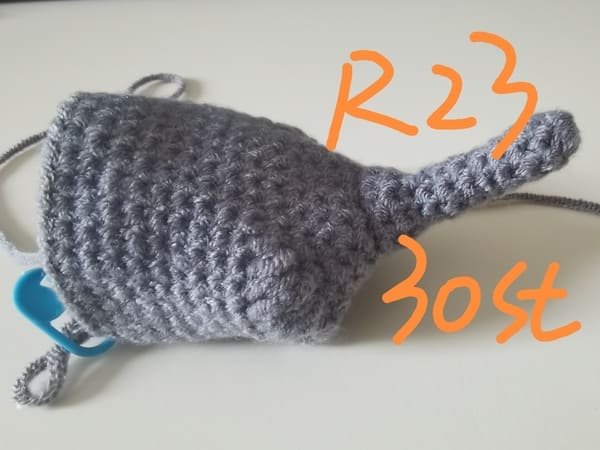 30 stitches for round 23 for elephant crochet