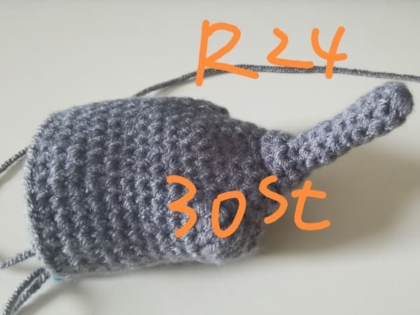 30 stitches for round 24 for elephant crochet