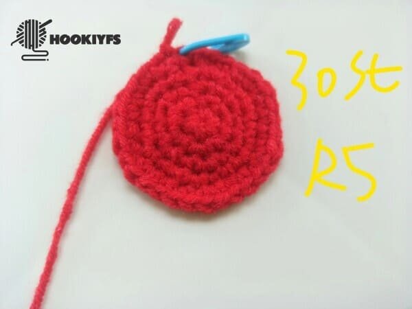 30 stitches for round 5 for apple crochet