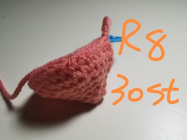 30 stitches for round 8 for crochet peach pattern