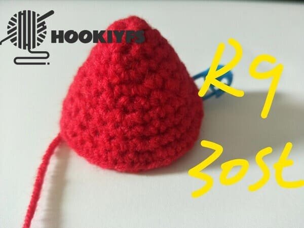 30 stitches for round 9 of strawberry crochet