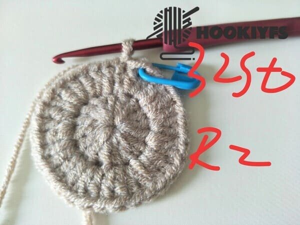 32 st is completed for R2 for turtle crochet