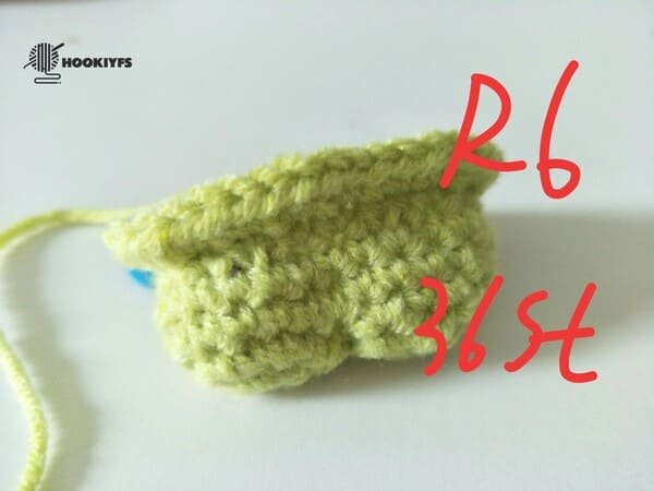 36 stitches for round 6 for crochet frog pattern