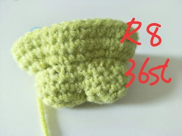 36 stitches for round 8 for crochet frog pattern
