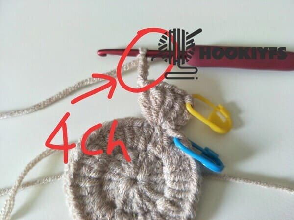 4 ch again for turtle crochet