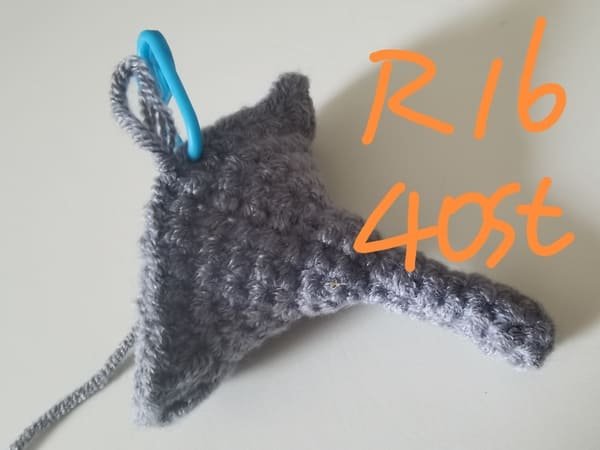 40 stitches for round 16 for elephant crochet