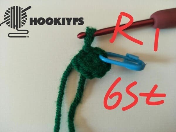 6 stitches for round 1 for leaf of strawberry crochet