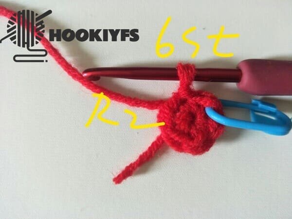 6 stitches for round 1 of strawberry crochet