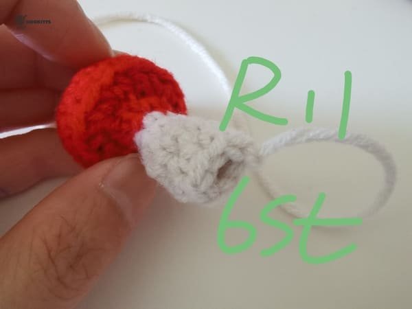 6 stitches for round 11 for mushroom crochet pattern