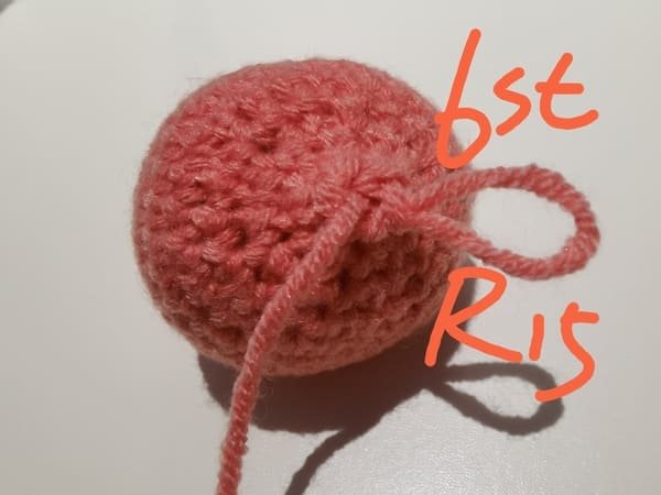 6 stitches for round 15 for crochet peach pattern