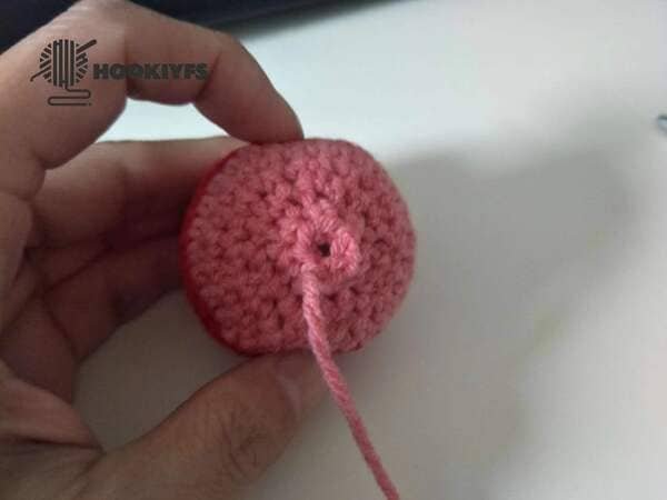 6 stitches for round 15 of strawberry crochet
