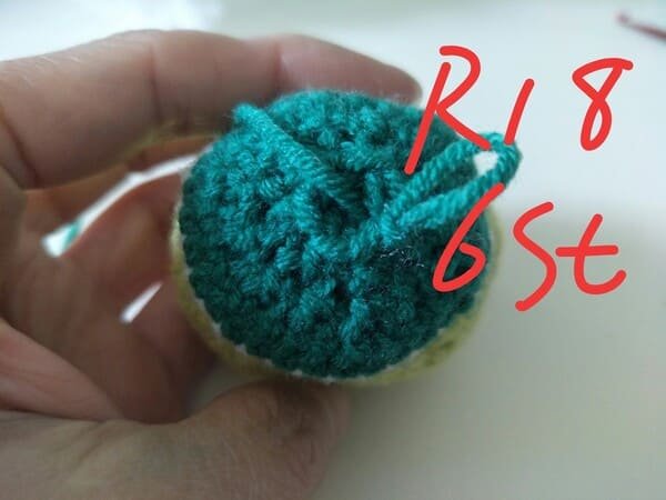 6 stitches for round 18 for crochet frog pattern