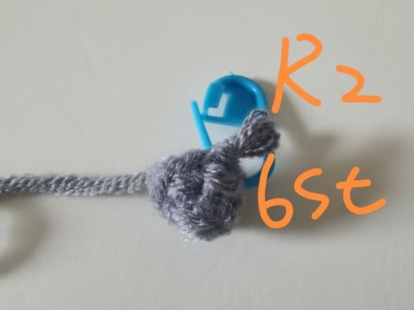 6 stitches for round 2 for elephant crochet
