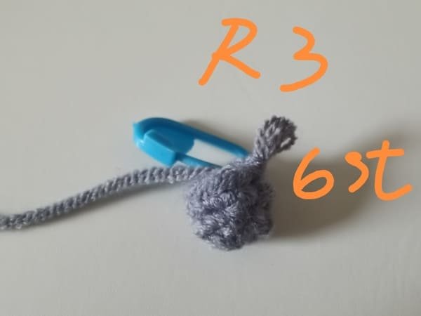 6 stitches for round 3 for elephant crochet