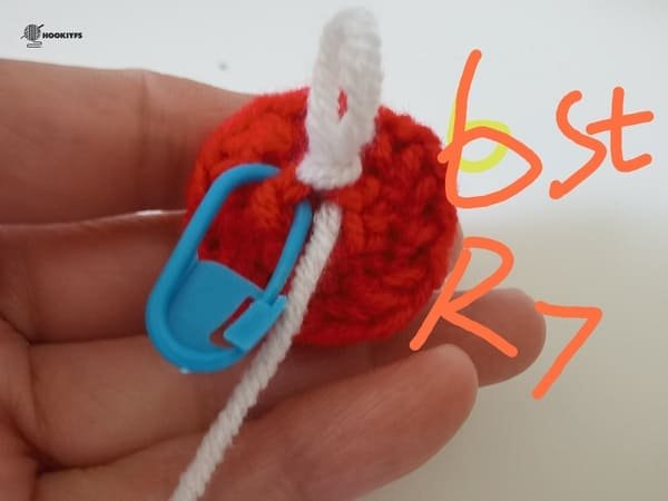 6 stitches for round 7 for mushroom crochet pattern