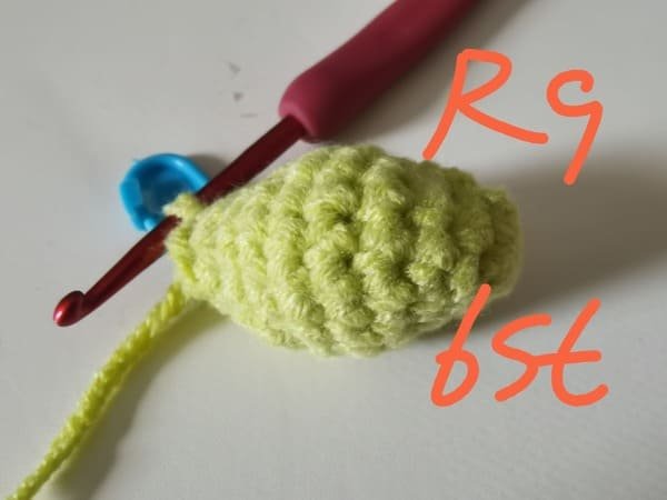 6 stitches for round 9 for snake crochet pattern
