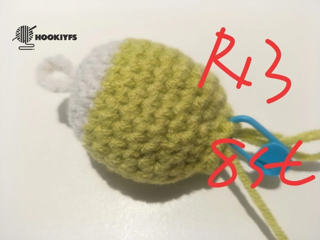 8 stitches for Round 13 for fish crochet