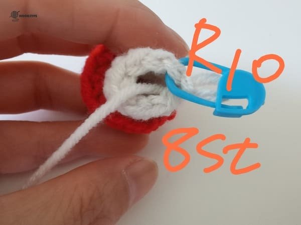 8 stitches for round 10 for mushroom crochet pattern