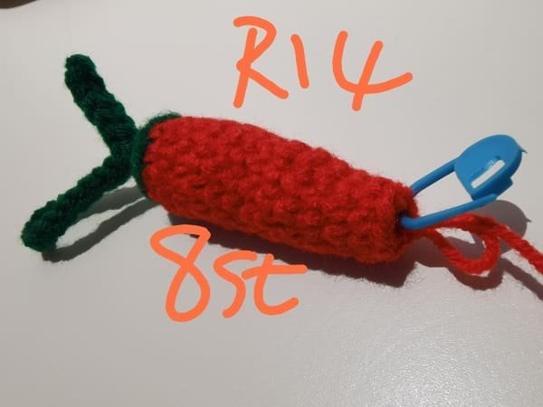 8 stitches for round 14 for chili crochet
