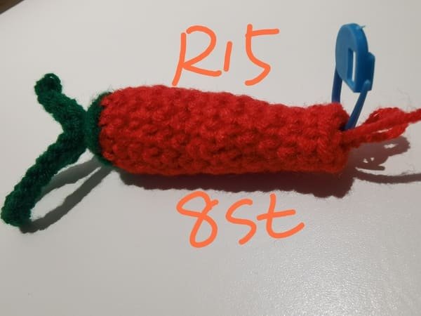 8 stitches for round 15 for chili crochet