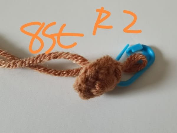 8 stitches for round 2 for teddy bear crochet
