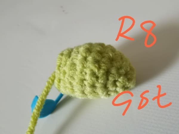 9 stitches for round 8 for snake crochet pattern