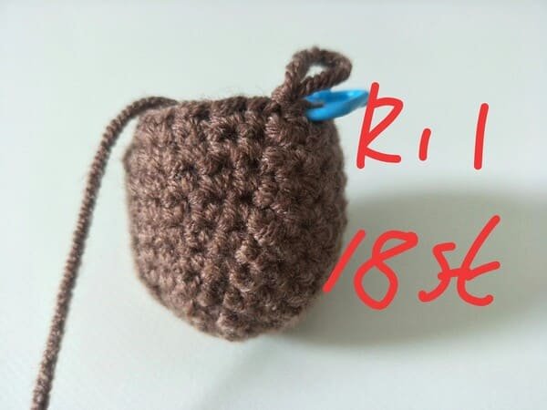 R1 is completed for 18 st for drumstick crochet