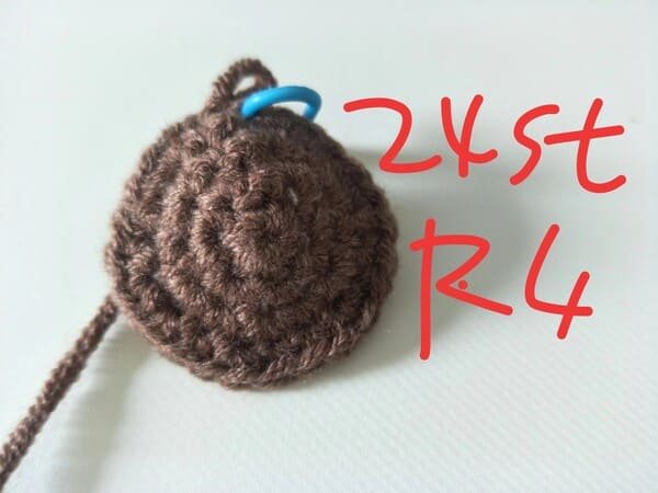 R4 is completed for 24 st for drumstick crochet