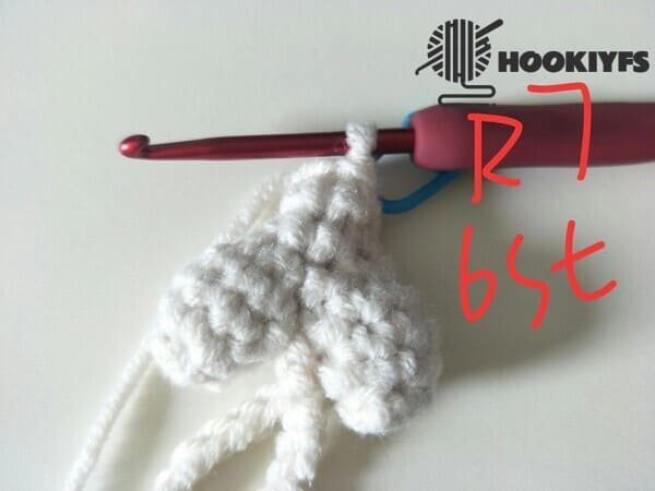R7 is completed for 6st for drumstick crochet