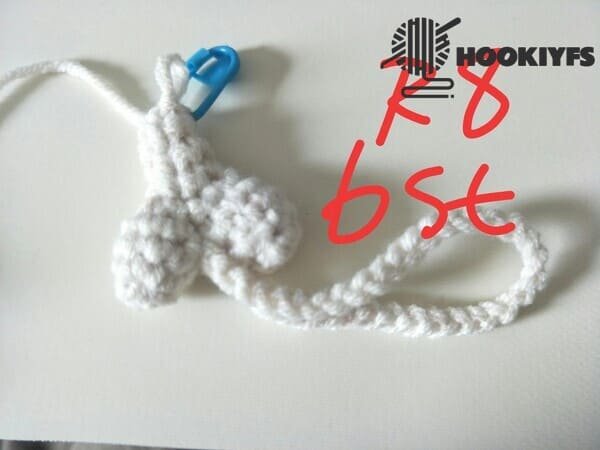 R8 is completed for 6st for drumstick crochet