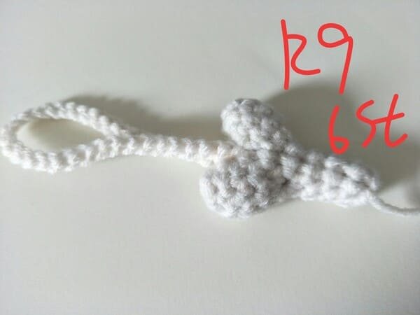 R9 is completed for 6st for drumstick crochet