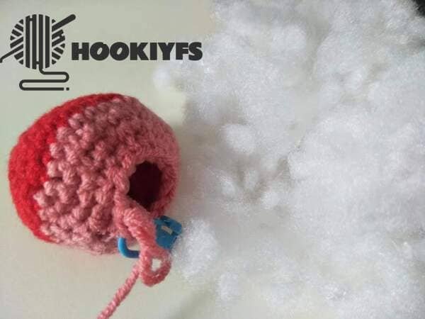 add fiberfill of strawberry crochet