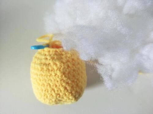 add fiberfill to the hole of body