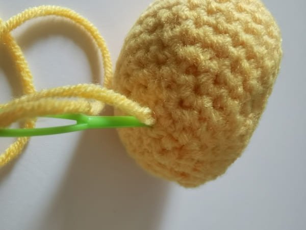 conceal the yarn end for mango crochet