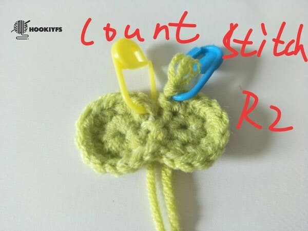 count stitch for round 2 for crochet frog pattern