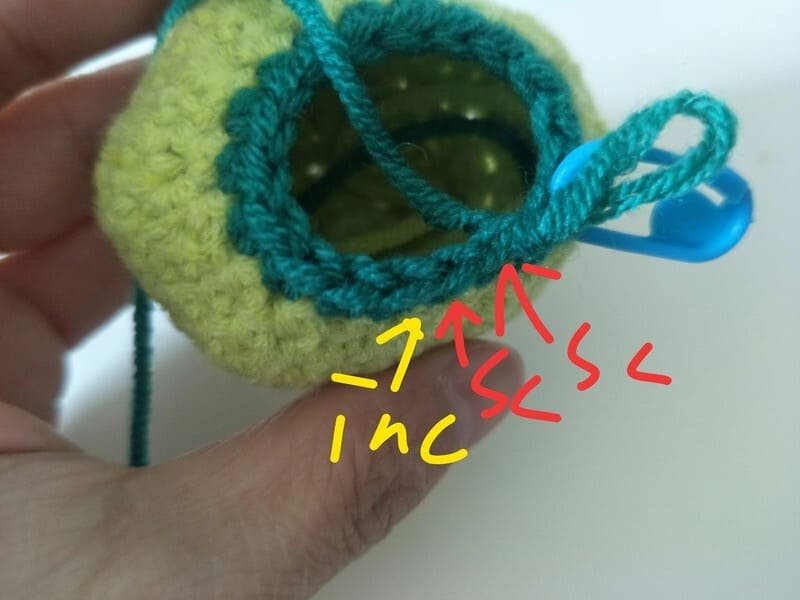 crochet order for round 13 for crochet frog pattern