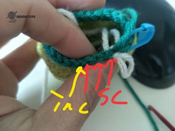 crochet order for round 14 for crochet frog pattern