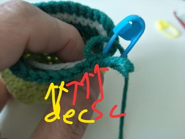 crochet order for round 16 for crochet frog pattern