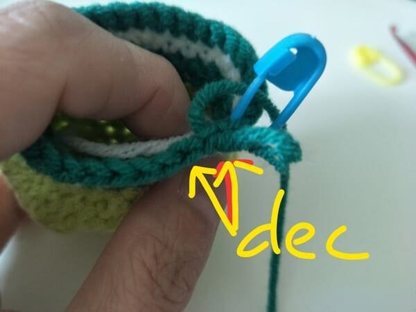crochet order for round 17 for crochet frog pattern