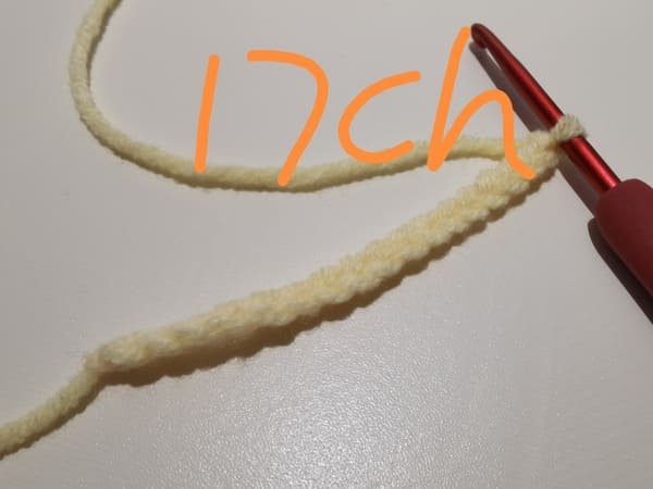 crochet 17 chain stitches for necklace