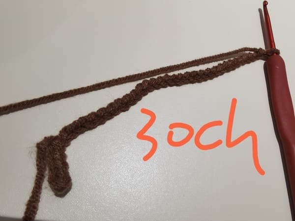 crochet 30 chain stitches for hand carrying