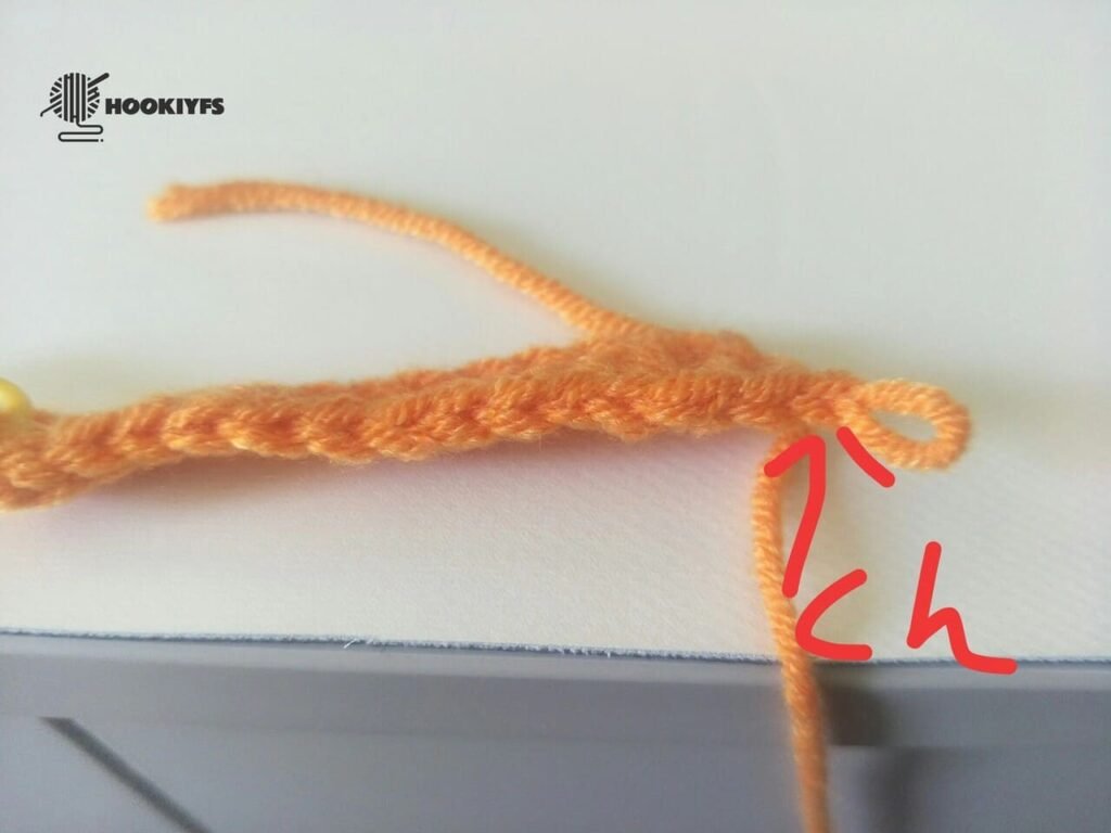 crochet chain stitch for round 2 for crochet pumpkin pattern