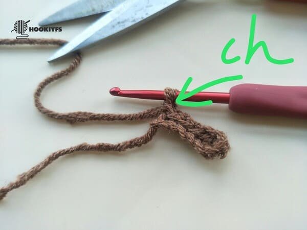 crochet chain stitch for stem for apple crochet