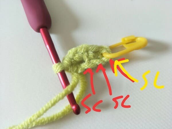 crochet order for arm (part 2) for crochet frog pattern