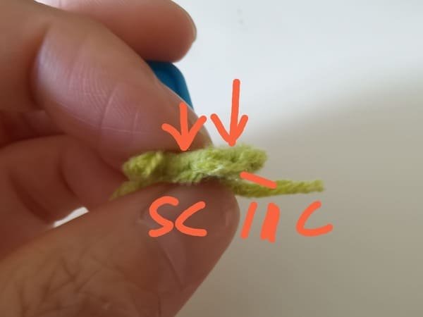 crochet order for round 2 for snake crochet pattern
