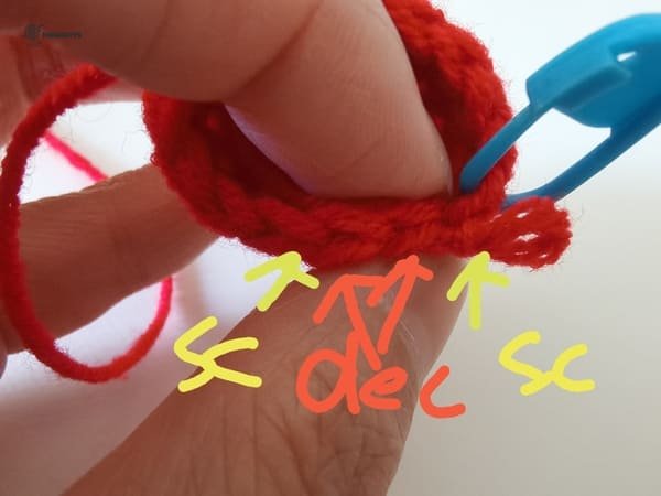 crochet order for round 6 for mushroom crochet pattern